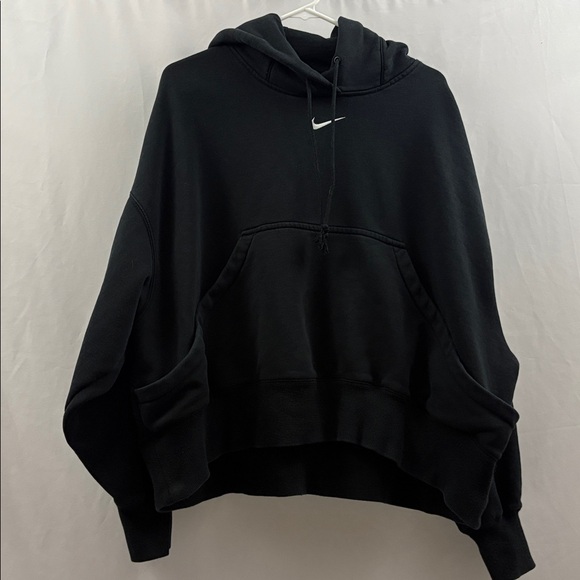 Nike Women’s Cropped Hoodie Size Medium Black Center Swoosh - Picture 5 of 9